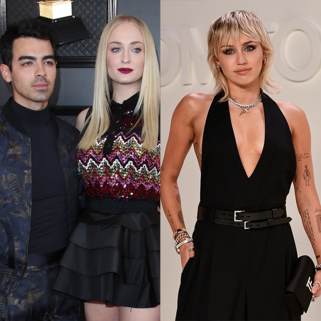 Miley Cyrus plays with Sophie and Joe Jonas, named baby in honor of Hannah Montana